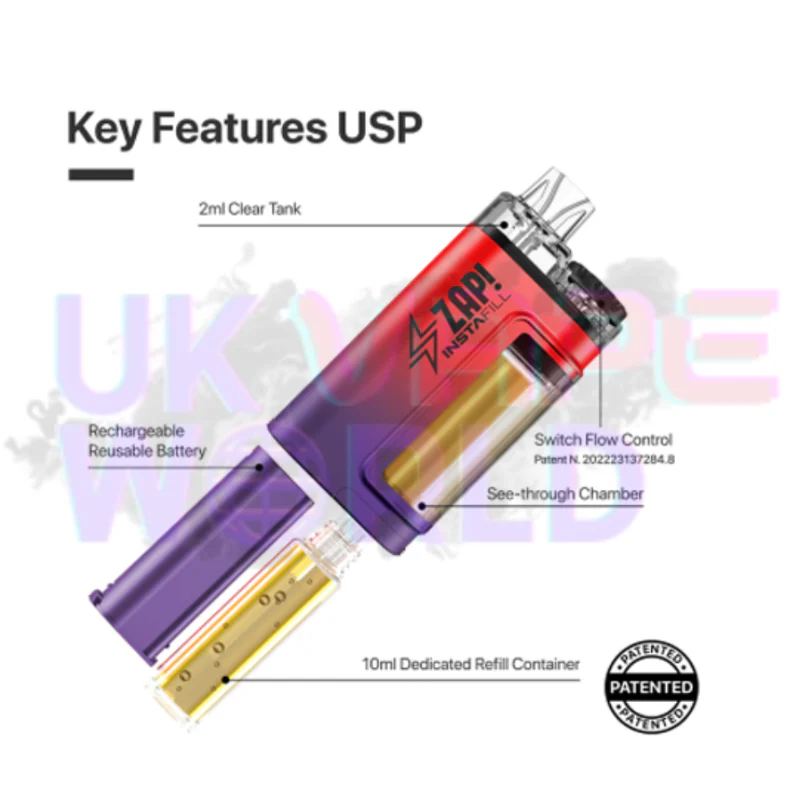 Zap Instafill Bar 3500 Puff Strawberry Watermelon Bubblegum - Image 2